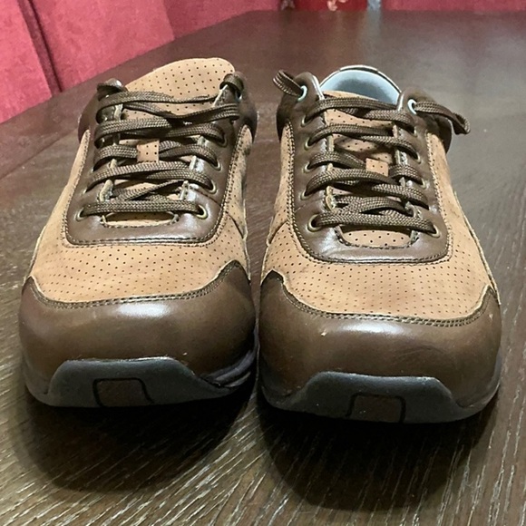 Brown Leather Perforated Sneakers Casual Comfort Shoes‎ Walking - Picture 11 of 11